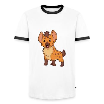 Kawaii Hyena - Men's Ringer Shirt - white/black - Front - AI Model Female 172 light (172cm) & AI Model Male 178 dark (178cm)