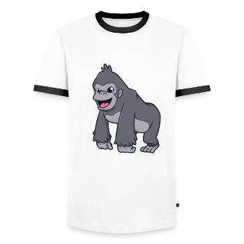 Kawaii Gorilla - Men's Ringer Shirt - white/black - Front - AI Model Female 172 light (172cm) & AI Model Male 178 dark (178cm)