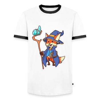 Wizard Fox - Men's Ringer Shirt - white/black - Front - AI Model Female 172 light (172cm) & AI Model Male 178 dark (178cm)