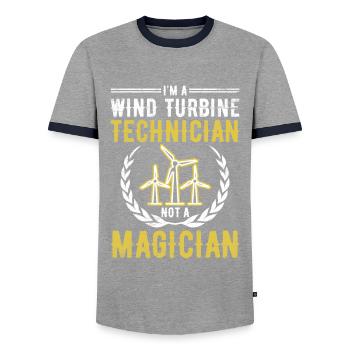 Windkraftanlagentechniker Windmühle Erneuerbare - Männer Kontrast-T-Shirt - Grau/Navy  - Vorne - AI Model Female 172 light (172cm) & AI Model Male 178 light (178cm)