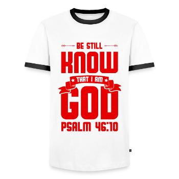 God Bible - Men's Ringer Shirt - white/black - Front - AI Model Female 172 light (172cm) & AI Model Male 178 dark (178cm)