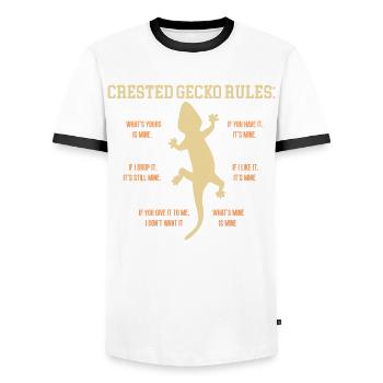 Crown Gecko Reptile Gecko Terrarium Pet - T-shirt contrasté Homme - blanc/noir - Devant - AI Model Female 172 light (172cm) & AI Model Male 178 dark (178cm)