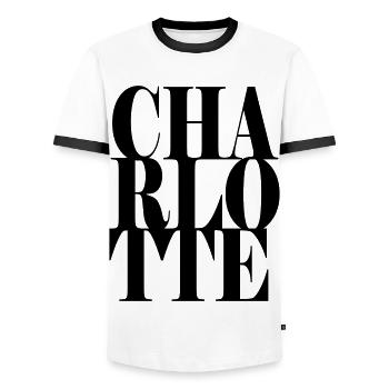 Charlotte Nom Prénom Police moderne Word Art - T-shirt contrasté Homme - blanc/noir - Devant - AI Model Female 172 light (172cm) & AI Model Male 178 dark (178cm)