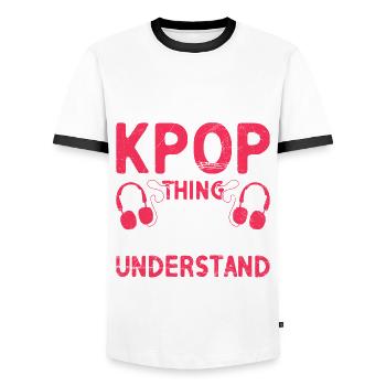 C’est un truc de Kpop qu’ils ne comprennent pas - T-shirt contrasté Homme - blanc/noir - Devant - AI Model Female 172 light (172cm) & AI Model Male 178 dark (178cm)