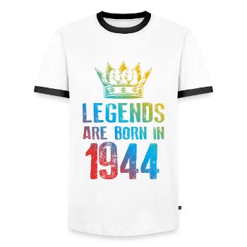 1944 Legends Born In - Men's Ringer Shirt - white/black - Front - AI Model Female 172 light (172cm) & AI Model Male 178 dark (178cm)