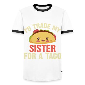 Cinco De May Outfit Taco Mexicain - T-shirt contrasté Homme - blanc/noir - Devant - AI Model Female 172 light (172cm) & AI Model Male 178 dark (178cm)