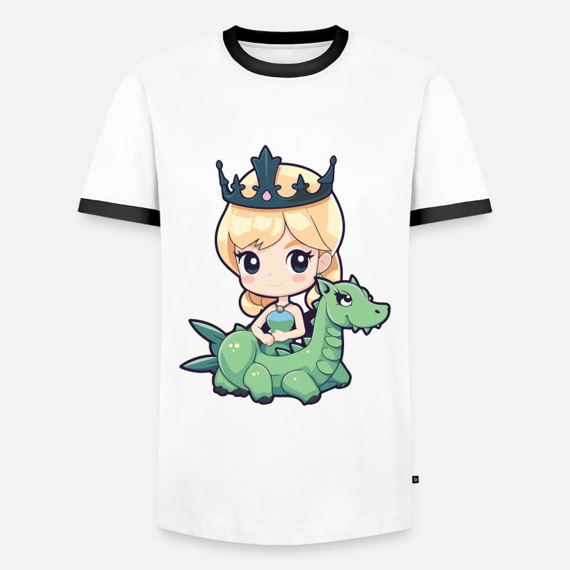 Prinzessin Drache Comic - Männer Kontrast-T-Shirt - Weiß/Schwarz