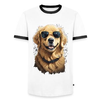 Cool Golden Retriever chien maman Style - T-shirt contrasté Homme - blanc/noir - Devant - AI Model Female 172 light (172cm) & AI Model Male 178 dark (178cm)