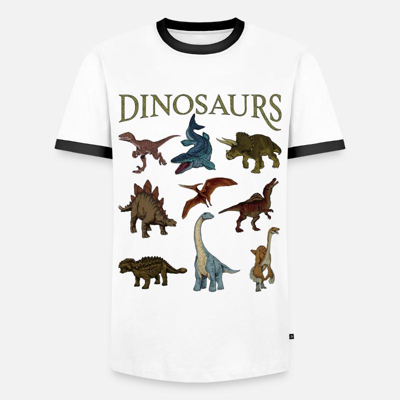 Dinosauri vari - Maglietta Contrast da uomo - bianco/nero