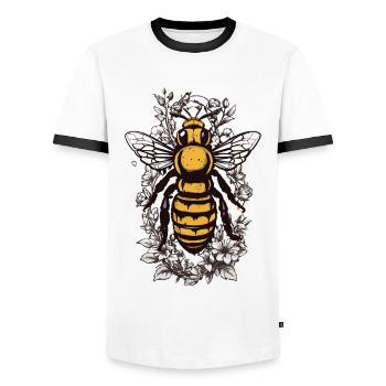 Esthétique Abeilles Fleurs Apiculteur Amateur de miel - T-shirt contrasté Homme - blanc/noir - Devant - AI Model Female 172 light (172cm) & AI Model Male 178 dark (178cm)