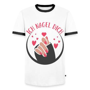Ich Nagel Dich Nail Art Nagelsalon Nageldesignerin - Männer Kontrast-T-Shirt - Weiß/Schwarz - Vorne - AI Model Female 172 light (172cm) & AI Model Male 178 dark (178cm)