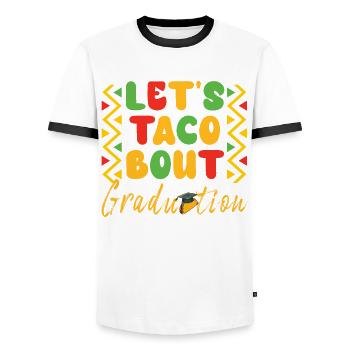 Cérémonie de remise des diplômes Let’s Taco Bout - T-shirt contrasté Homme - blanc/noir - Devant - AI Model Female 172 light (172cm) & AI Model Male 178 dark (178cm)