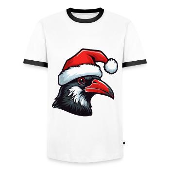 Krähe Kopf Rabe Weihnachten Portät - Männer Kontrast-T-Shirt - Weiß/Schwarz - Vorne - AI Model Female 172 light (172cm) & AI Model Male 178 dark (178cm)