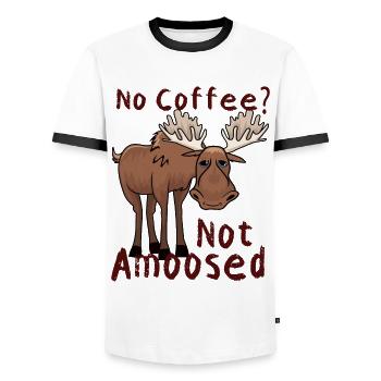 No Coffee Not Amoosed Moose - Men's Ringer Shirt - white/black - Front - AI Model Female 172 light (172cm) & AI Model Male 178 dark (178cm)