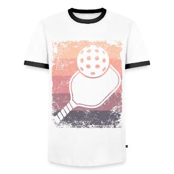 Wiffleball Club Retro Pickleball Team - Men's Ringer Shirt - white/black - Front - AI Model Female 172 light (172cm) & AI Model Male 178 dark (178cm)