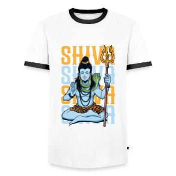 Dieu hindou - Shiva - T-shirt contrasté Homme - blanc/noir - Devant - AI Model Female 172 light (172cm) & AI Model Male 178 dark (178cm)