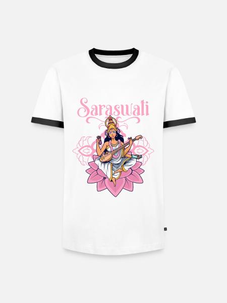 Hindu God - Saraswati - Men's Ringer Shirt - white/black