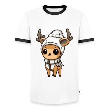 Reh Geweih Winter Tier Baby Comic - Männer Kontrast-T-Shirt - Weiß/Schwarz - Vorne - AI Model Female 172 light (172cm) & AI Model Male 178 dark (178cm)