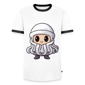 Oktopus Winter Tier Baby Comic - Männer Kontrast-T-Shirt - Weiß/Schwarz - Vorne - AI Model Female 172 light (172cm) & AI Model Male 178 dark (178cm)
