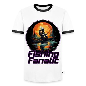 Fanatique de pêche - Astronaute - T-shirt contrasté Homme - blanc/noir - Devant - AI Model Female 172 light (172cm) & AI Model Male 178 dark (178cm)