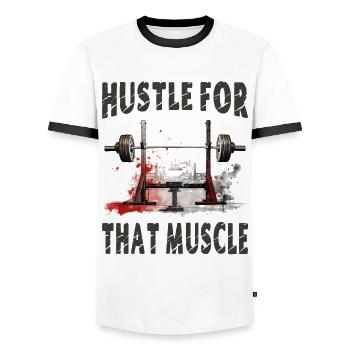 Se démener pour ce muscle - T-shirt contrasté Homme - blanc/noir - Devant - AI Model Female 172 light (172cm) & AI Model Male 178 dark (178cm)