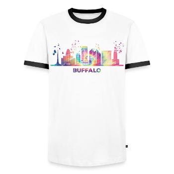 Buffalonians Skyline Stadtbild Buffalo - Männer Kontrast-T-Shirt - Weiß/Schwarz - Vorne - AI Model Female 172 light (172cm) & AI Model Male 178 dark (178cm)