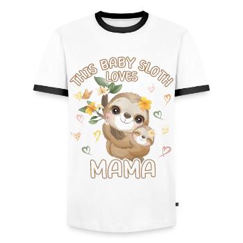 This baby sloth loves mom on Mother's Day - Men's Ringer Shirt - white/black - Front - AI Model Female 172 light (172cm) & AI Model Male 178 dark (178cm)