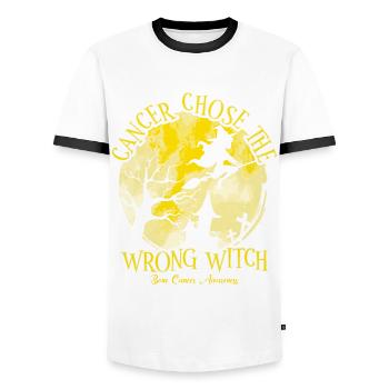 Cancer Sorcière Jaune Os Cancer Sensibilisation - T-shirt contrasté Homme - blanc/noir - Devant - AI Model Female 172 light (172cm) & AI Model Male 178 dark (178cm)