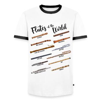 Flûtes Diverses - Flûtes du Monde - Flûte - T-shirt contrasté Homme - blanc/noir - Devant - AI Model Female 172 light (172cm) & AI Model Male 178 dark (178cm)