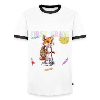 Fox Premier jour d’école avec scooter dicton drôle - T-shirt contrasté Homme - blanc/noir - Devant - AI Model Female 172 light (172cm) & AI Model Male 178 dark (178cm)