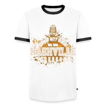 Nashville Tennessee Country Music - Men's Ringer Shirt - white/black - Front - AI Model Female 172 light (172cm) & AI Model Male 178 dark (178cm)