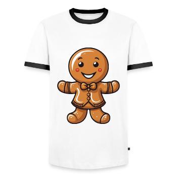 Gingerbread Christmas Biscuit Baking - Men's Ringer Shirt - white/black - Front - AI Model Female 172 light (172cm) & AI Model Male 178 dark (178cm)