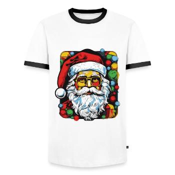 Père Noël coloré Père Noël Père Noël - T-shirt contrasté Homme - blanc/noir - Devant - AI Model Female 172 light (172cm) & AI Model Male 178 dark (178cm)