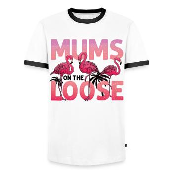 Moms on the Loose Girls Voyage de réunion - T-shirt contrasté Homme - blanc/noir - Devant - AI Model Female 172 light (172cm) & AI Model Male 178 dark (178cm)
