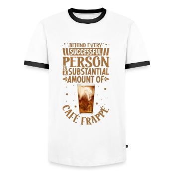 Erfolgreich nur mit Café Frappé - Männer Kontrast-T-Shirt - Weiß/Schwarz - Vorne - AI Model Female 172 light (172cm) & AI Model Male 178 dark (178cm)