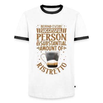 Erfolgreich nur mit Ristretto - Männer Kontrast-T-Shirt - Weiß/Schwarz - Vorne - AI Model Female 172 light (172cm) & AI Model Male 178 dark (178cm)