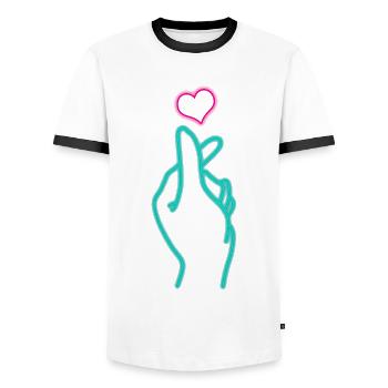 K-Pop-Fan Geschenk Koreanische Popmusik - Männer Kontrast-T-Shirt - Weiß/Schwarz - Vorne - AI Model Female 172 light (172cm) & AI Model Male 178 dark (178cm)