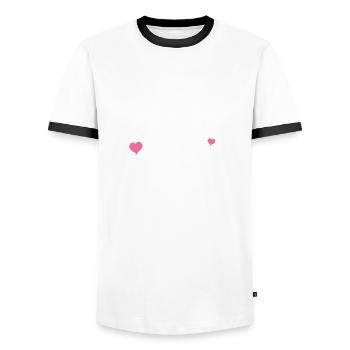 K-Drama K-Pop Fan Gift Korean - Men's Ringer Shirt - white/black - Front - AI Model Female 172 light (172cm) & AI Model Male 178 dark (178cm)
