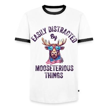 Leicht Abgelenkter Lustiger Elch-elch - Männer Kontrast-T-Shirt - Weiß/Schwarz - Vorne - AI Model Female 172 light (172cm) & AI Model Male 178 dark (178cm)