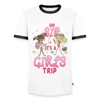 Week-end entre filles Oh Sip It’s A Girls Trip - T-shirt contrasté Homme - blanc/noir - Devant - AI Model Female 172 light (172cm) & AI Model Male 178 dark (178cm)