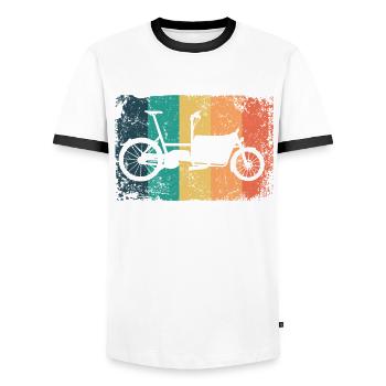Lastenfahrrad Lastenrad Cargo Bike Cargobike - Men's Ringer Shirt - white/black - Front - AI Model Female 172 light (172cm) & AI Model Male 178 dark (178cm)