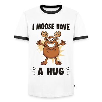 I Moose Have A Hug Umarmung Kuscheln Lustig Elch - Männer Kontrast-T-Shirt - Weiß/Schwarz - Vorne - AI Model Female 172 light (172cm) & AI Model Male 178 dark (178cm)