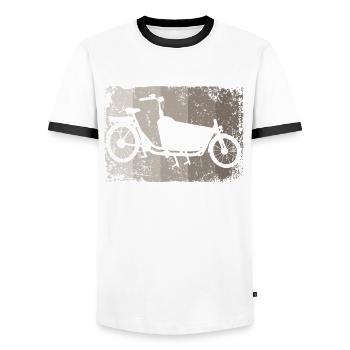 Lastenfahrrad Lastenrad Vélo Cargo Cargobike - T-shirt contrasté Homme - blanc/noir - Devant - AI Model Female 172 light (172cm) & AI Model Male 178 dark (178cm)