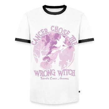Cancer, Sorcière, Orchidée, Cancer Des Testicules - T-shirt contrasté Homme - blanc/noir - Devant - AI Model Female 172 light (172cm) & AI Model Male 178 dark (178cm)