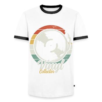 Vinyl Schallplatte Vintage DJ Geschenk - Männer Kontrast-T-Shirt - Weiß/Schwarz - Vorne - AI Model Female 172 light (172cm) & AI Model Male 178 dark (178cm)