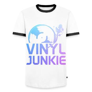 Vinyl Schallplatte Vintage DJ Geschenk - Männer Kontrast-T-Shirt - Weiß/Schwarz - Vorne - AI Model Female 172 light (172cm) & AI Model Male 178 dark (178cm)