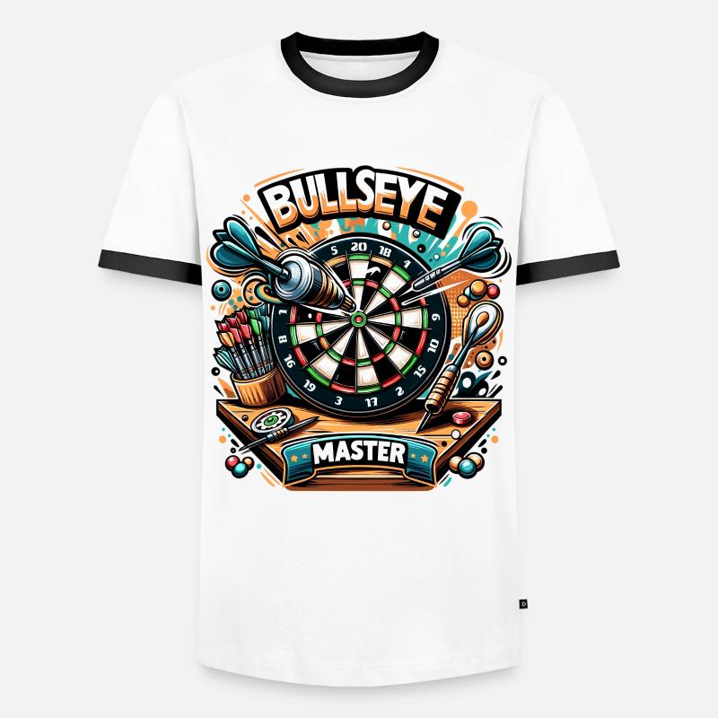 Bullseye Master : Conception de fléchettes colorées - T-shirt contrasté Homme - blanc/noir
