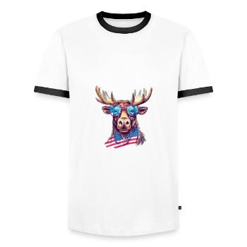 Leicht Abgelenkter Lustiger Elch-elch - Männer Kontrast-T-Shirt - Weiß/Schwarz - Vorne - AI Model Female 172 light (172cm) & AI Model Male 178 dark (178cm)