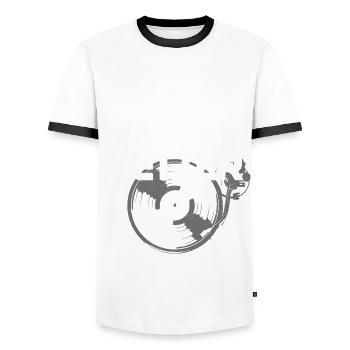 Vinyl Schallplatte Sammler DJ Geschenk - Männer Kontrast-T-Shirt - Weiß/Schwarz - Vorne - AI Model Female 172 light (172cm) & AI Model Male 178 dark (178cm)