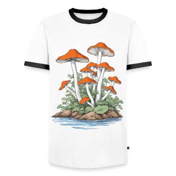 Cueilleur de champignons Vintage Forest et Nature Design - T-shirt contrasté Homme - blanc/noir - Devant - AI Model Female 172 light (172cm) & AI Model Male 178 dark (178cm)